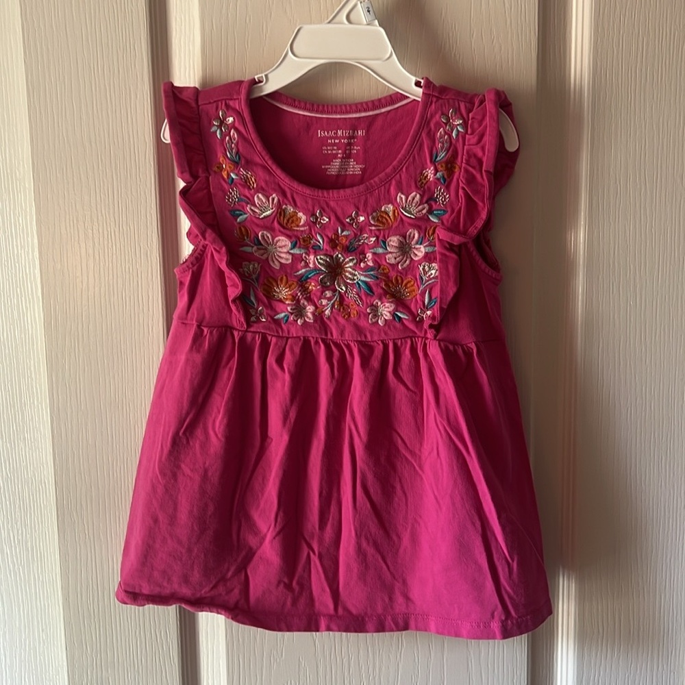 Isaac Mizrahi Kids Fuchsia Floral Embroidered Top